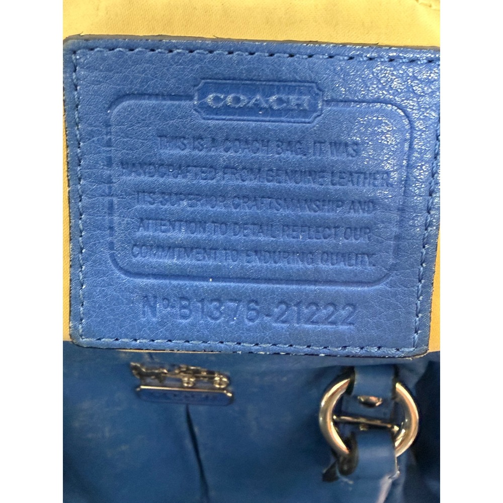 Coach Madison Madeline East West Satchel Blue Leather Handbag 21222 - Picture 6 of 14